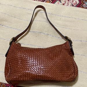 Fossil Brown leather woven satchel